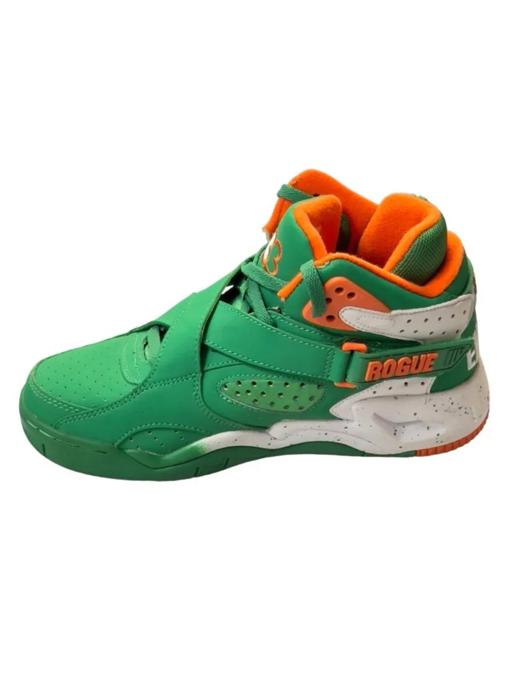 PATRICK EWING FOCUS Mens Shoes Green Orange Leather High-top Sneaker Basketball